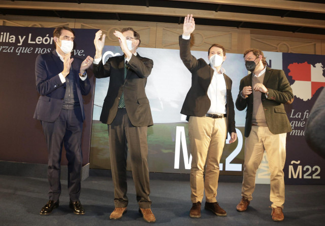 Juan Carlos Suárez-Quiñones; Mariano Rajoy; Alfonso Fernández Mañueco, y Javier Santiago