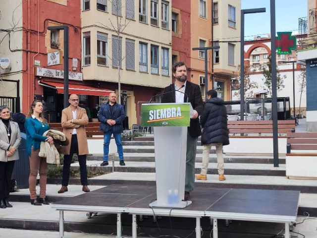 Iván Espinosa de los Monteros en un mitin en Soria este viernes.