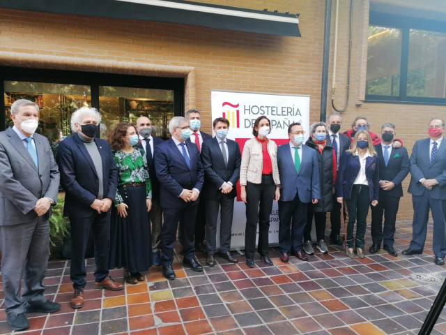 La ministra de Industria, Comercio y Turismo, Reyes Maroto, durante su participación este miércoles en el Comité Ejecutivo de Hostelería de España en Madrid.