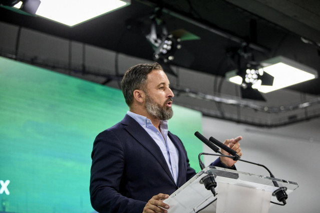 Archivo - El presidente de Vox, Santiago Abascal, en rueda de prensa