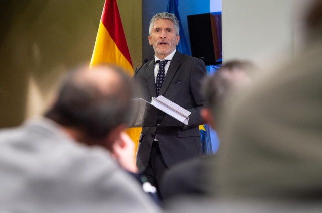 El ministro de Interior, Fernando Grande-Marlaska, durante una rueda de prensa para presentar las novedades del Plan de Prevención, Protección y Respuesta Antiterrorista.