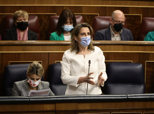 La vicepresidenta y ministra para la Transición Ecológica y el Reto Demográfico, Teresa Ribera, en el Congreso.