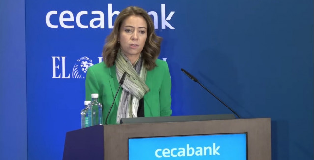 La vicepresidenta de la Comisión Nacional del Mercado de Valores (CNMV), Montserrat Martínez Parera, en la 'VIII jornada de securities services' organizada por Cecabank.