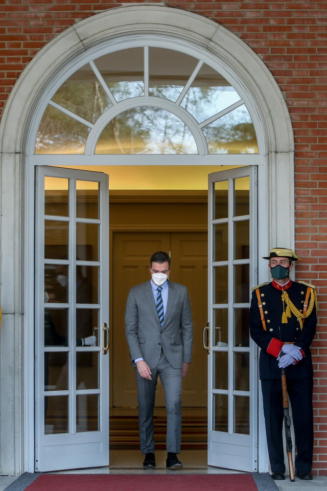 El presidente del Gobierno, Pedro Sánchez, en el Palacio de la Moncloa