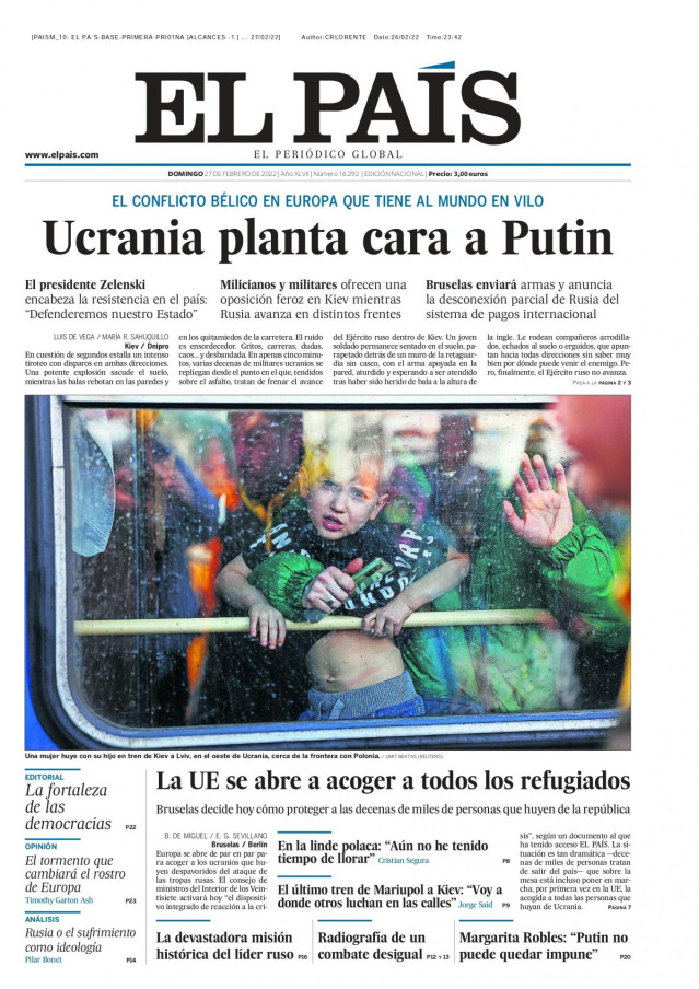 Portada de El País.