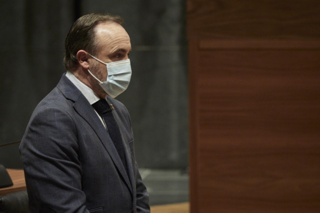 El presidente de UPN, Javier Esparza, en el Parlamento de Navarra.