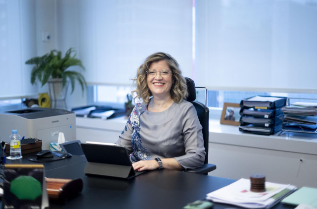 Archivo - La presidenta de Adif, María Luisa Domínguez, durante una entrevista para Europa Press, en las oficinas del Registro General de ADIF Alta Velocidad, a 29 de octubre de 2021, en Madrid (España).