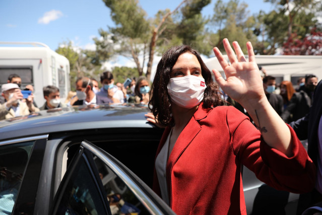 Archivo - Isabel Díaz Ayuso durante un acto en el Gran Parque Felipe VI de Majadahonda, a 1 de mayo de 2021, en Majadahonda. Archivo.