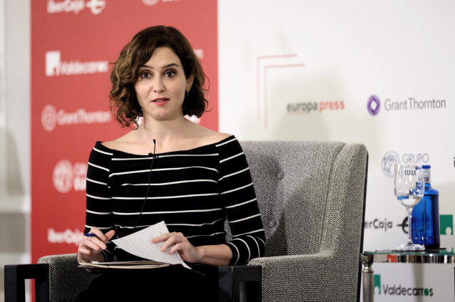 La presidenta de la Comunidad de Madrid, Isabel Díaz Ayuso, participa en un desayuno informativo de Europa Press, en el Hotel Rosewood Villa Magna Salón 