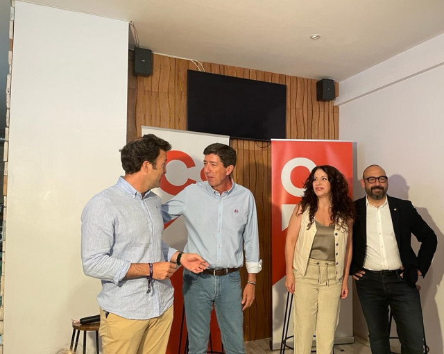 El vicepresidente de la Junta de Andalucía y candidato de Cs a la presidencia del Gobierno andaluz, Juan Marín, durante su visita a Cádiz.