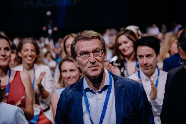 El presidente del PP nacional, Alberto Núñez Feijóo, en la clausura del  XVII Congreso del Partido Popular de Madrid, en Feria de Madrid IFEMA, a 21 de mayo de 2022, en Madrid, (España).