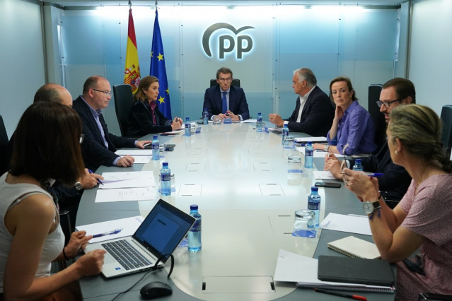 El presidente del  PP, Alberto Núñez Feijóo, preside la reunión del comité de dirección del PP en la sede nacional del partido. En Madrid, a 19 de mayo de 2022.