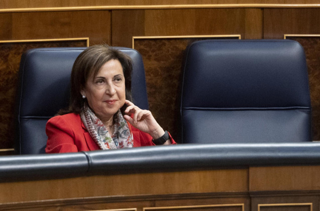 La ministra de Defensa, Margarita Robles, en una sesión plenaria en el Congreso de los Diputados, a 25 de mayo de 2022, en Madrid (España).
