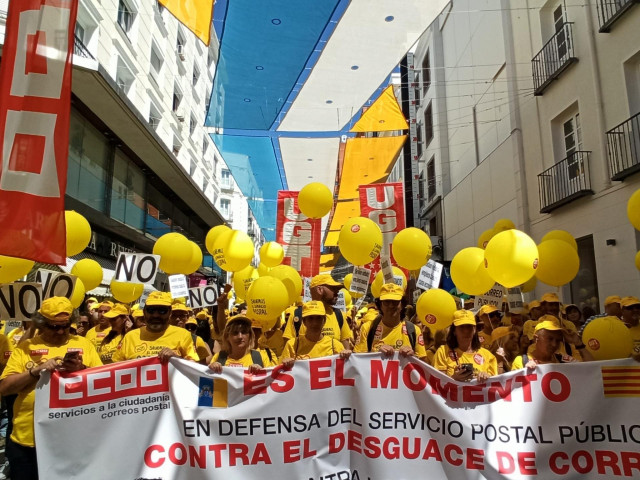 Manifestantes de Correos durante las protestas