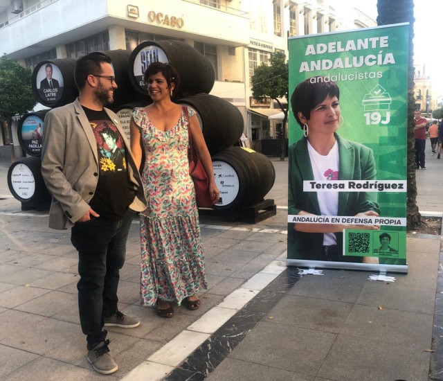 Teresa Rodríguez en el acto de inicio de campaña en Jerez.