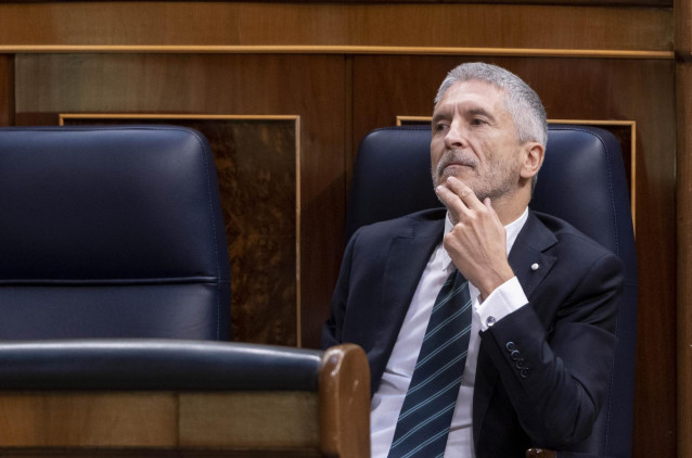 El ministro del Interior, Fernando Grande-Marlaska, en una sesión plenaria en el Congreso