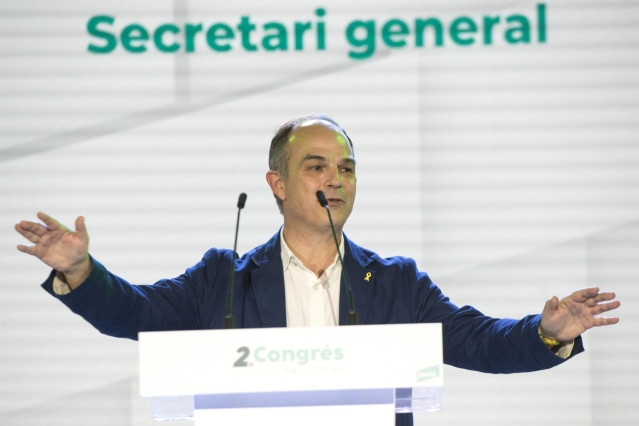 El nuevo secretario general de Junts, Jordi Turull, en el congreso que el partido celebra en Argelès-sur-Mer (Francia)