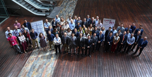 Los integrantes del piloto español del proyecto Coordinet durante el acto de presentación en la sede de Endesa.