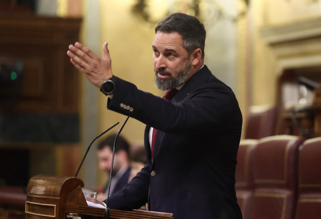 El líder de Vox, Santiago Abascal, interviene en una sesión plenaria, en el Congreso de los Diputados