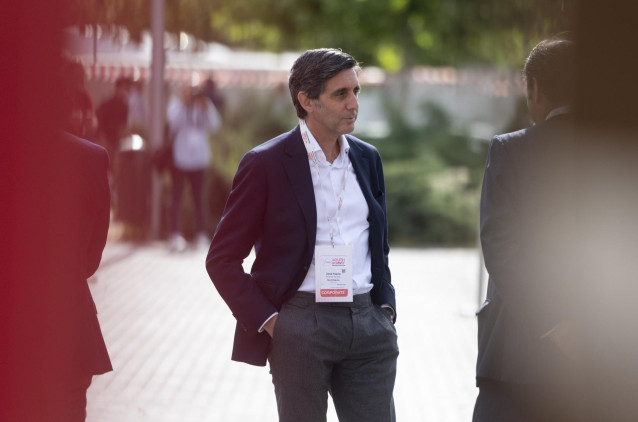 El presidente de Telefónica, José María Álvarez-Pallete, a su llegada a la primera jornada del South Summit Madrid 2022, en La Nave de Madrid, a 8 de junio de 2022, en Madrid (España).