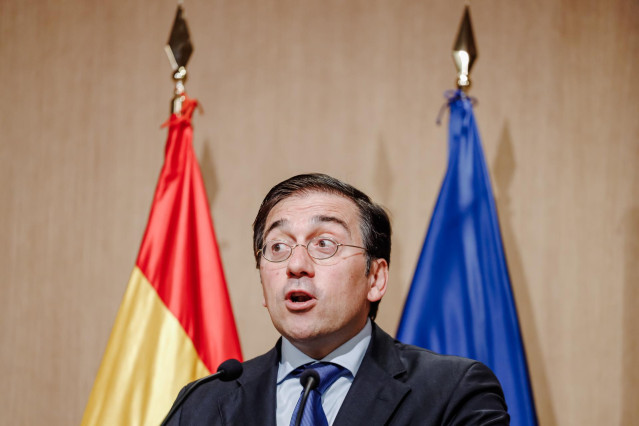 El ministro de Asuntos Exteriores, José Manuel Albares, inaugura el seminario para periodistas 'Cumbre de la OTAN: el futuro de la Alianza se define en Madrid', en el Ministerio de Asuntos Exteriores, a 9 de junio de 2022, en Madrid (España).