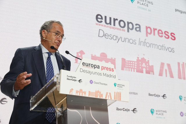El vicepresidente, consejero de Educación, Universidades y Ciencia, y portavoz del Gobierno de la Comunidad de Madrid, Enrique Ossorio, interviene en un desayuno informativo de Europa Press Madrid, en el Auditorio Meeting Place, a 20 de junio de 2022, en