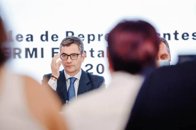El ministro de la Presidencia, Relaciones con las Cortes y Memoria Democrática, Félix Bolaños, clausura la Asamblea de Representantes del Comité Español de Representantes de Personas con Discapacidad (CERMI), en la sede de Por Talento Digital de la Fundac