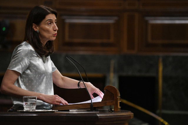 La ministra de Justicia, Pilar Llop, interviene durante una sesión plenaria, en el Congreso de los Diputados, a 9 de junio de 2022
