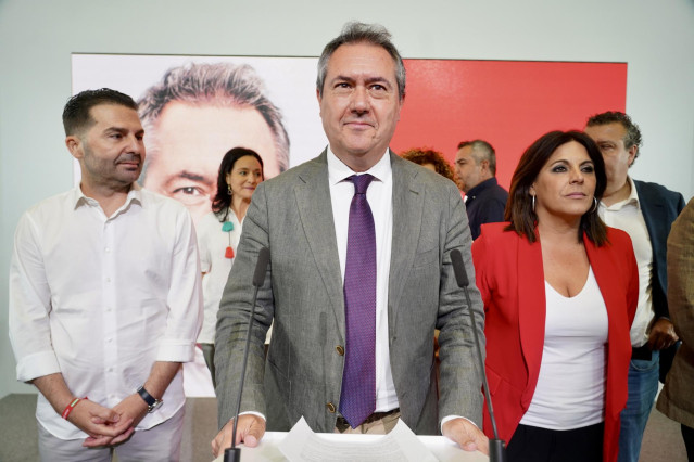 El secretario general del PSOE de Andalucía, Juan Espadas, en su rueda de prensa de 20 de junio tras la reunión de la Ejecutiva socialista.
