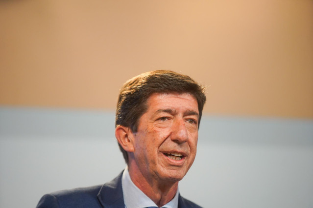El vicepresidente de la Junta de Andalucía y consejero de Turismo, Regeneración, Justicia y Administración Local en funciones, Juan Marín, , comparecen en la rueda de prensa posterior a la reunión del Consejo de Gobierno a 22 de junio del 2022 en Sevilla