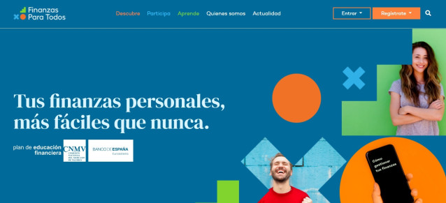 Archivo - Captura de pantalla de la web www.Finanzasparatodos.Es  del Plan de Educación Financiera, promovido por la CNMV y el Banco de España.