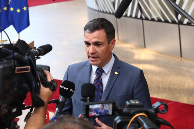 El presidente del Gobierno, Pedro Sánchez, durante el Consejo Europeo en Bruselas