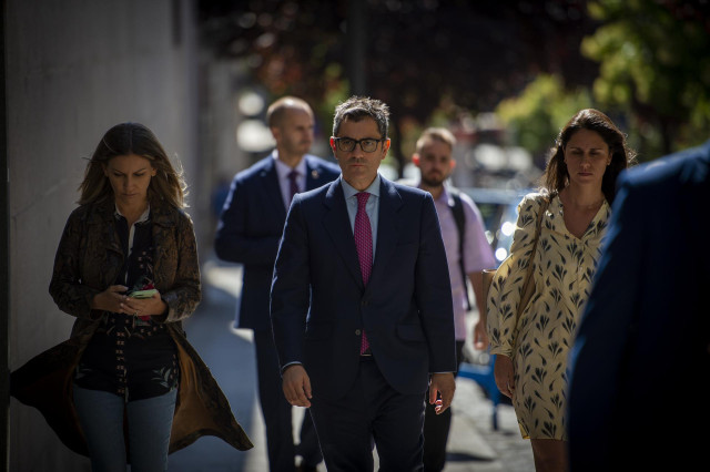 El ministro de la Presidencia, Relaciones con las Cortes y Memoria Democrática, a su llegada a un acto de conmemoración del proceso 1001, en el Consejo Económico y Social, a 24 de junio de 2022, en Madrid (España).