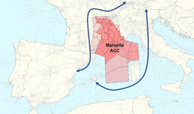 Enaire coordina medidas con Eurocontrol para mitigar el impacto de la huelga de control aéreo en Marsella.