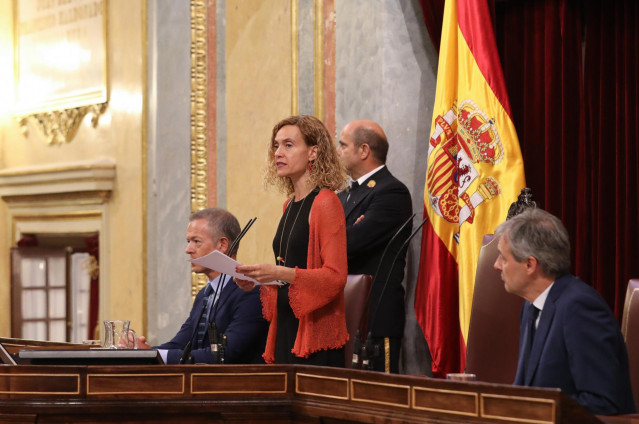 La presidenta del Congreso, Meritxell Batet, intrviniendo en el homenaje a las víctimas del terrorismo
