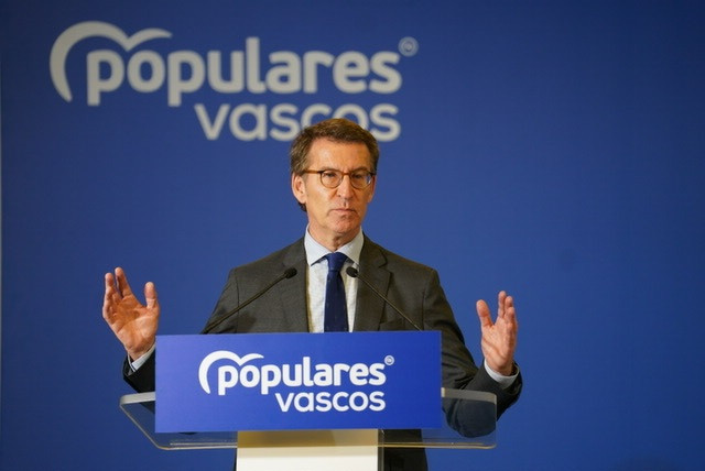 El presidente del PP, Alberto Núñez Feijóo, en Bilbao