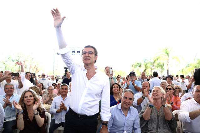 El presidente del Partido Popular, Alberto Núñez Feijóo, en un acto de partido. Foto de archivo.