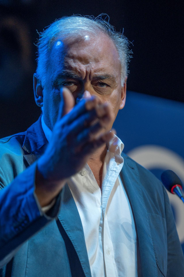 El vicepresidente Institucional del Partido Popular, Esteban González Pons, durante el acto de celebración del primer aniversario de la elección de Carlos Mazón como presidente del Partido Popular de la Comunidad Valenciana (PPCV)
