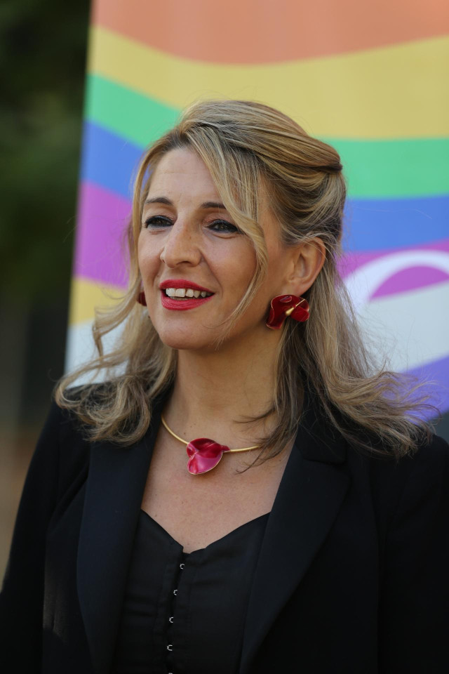 La vicepresidenta segunda del Gobierno y ministra de Trabajo, Yolanda Díaz, durante la II edición de los Reconocimientos Arcoíris por el Día Internacional del Orgullo LGTBI, a 27 de junio de 2022, en Madrid (España).