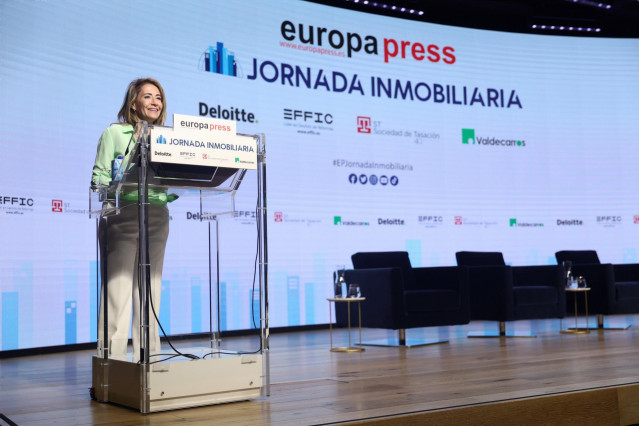 La ministra de Transportes, Movilidad y Agenda Urbana, Raquel Sánchez, participa en la Jornada Inmobiliaria organizada por Europa Press en el edificio  