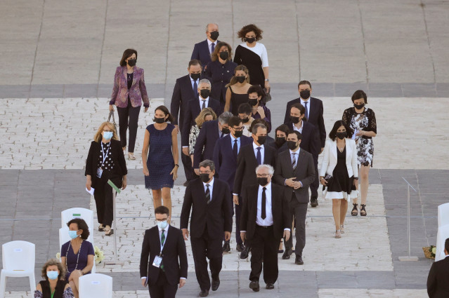 Archivo - Los ministros del Gobierno a su llegada a la ceremonia de Estado para homenajear a las víctimas de la pandemia de Covid-19, celebrada en el Palacio Real de Madrid (España), a 16 de julio de 2020.