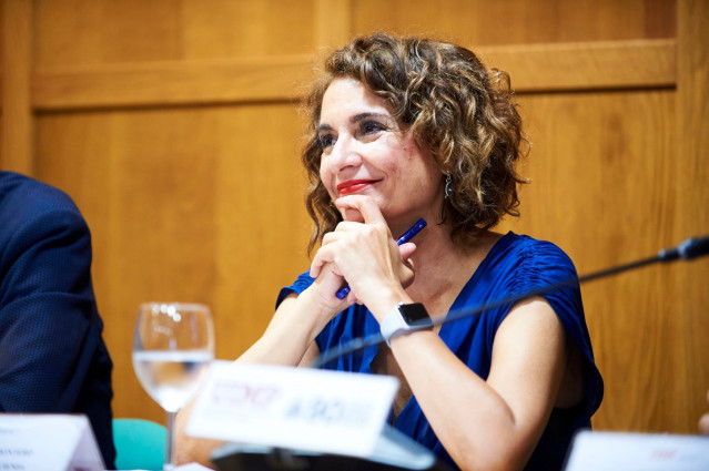 La ministra de Hacienda, María Jesús Montero, en su intervención en un curso de la UIMP sobre fiscalidad