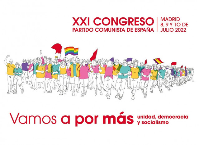 Imagen promocional del XXI Congreso del PCE que se celebrará este fin de semana en Madrid en el auditorio 'Marcelino Camacho' de CCOO Madrid.