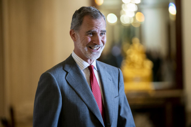 El Rey Felipe VI a su llegada para recibir en audiencia a la delegación del American Jewish Commitee (AJC) en el Palacio de la Zarzuela, a 6 de julio de 2022, en Madrid (España).