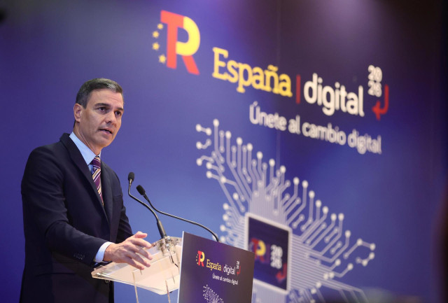 El presidente del Gobierno, Pedro Sánchez, clausura el acto ‘España Digital 2026’, a 8 de julio de 2022, en Madrid (España).