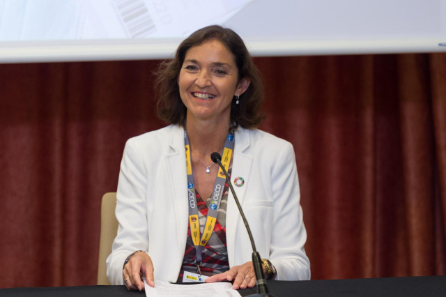 La ministra de Industria Comercio y Turismo, Reyes Maroto, en un acto
