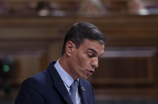 El presidente del Gobierno, Pedro Sánchez, interviene durante la primera jornada de la 26 edición del Debate sobre el Estado de la Nación, en el Congreso de los Diputados, a 12 de julio de 2022, en Madrid (España).