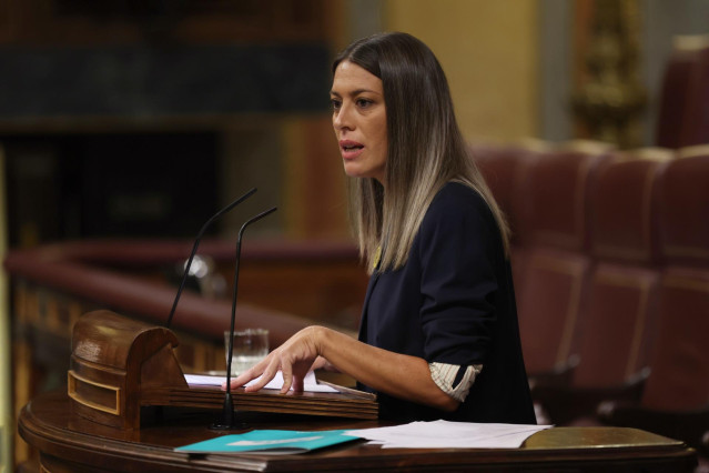 La portavoz de Junts en el Congreso, Míriam Nogueras, interviene en la segunda jornada de la 26 edición del Debate sobre el Estado de la Nación, en el Congreso de los Diputados, a 13 de julio de 2022, en Madrid (España). Tras siete años sin celebrarse nin