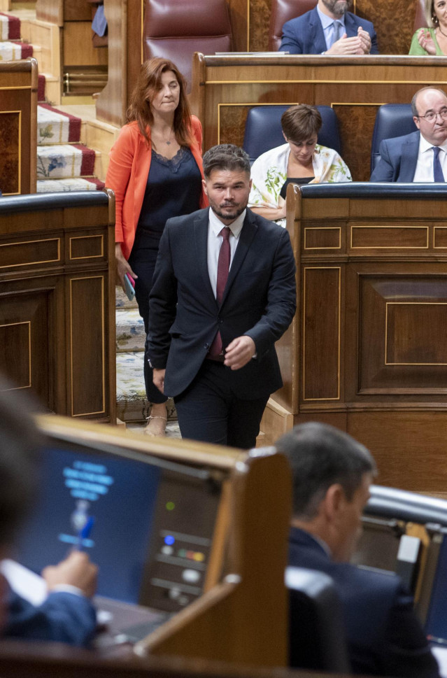 El portavoz de Esquerra Republicana (ERC) en el Congreso, Gabriel Rufián, durante la primera jornada de la 26 edición del Debate sobre el Estado de la Nación, en el Congreso