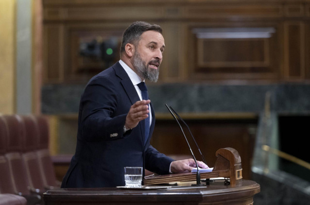 El líder de Vox, Santiago Abascal, interviene en la primera jornada de la 26 edición del Debate sobre el Estado de la Nación, en el Congreso de los Diputados, a 12 de julio de 2022, en Madrid (España).
